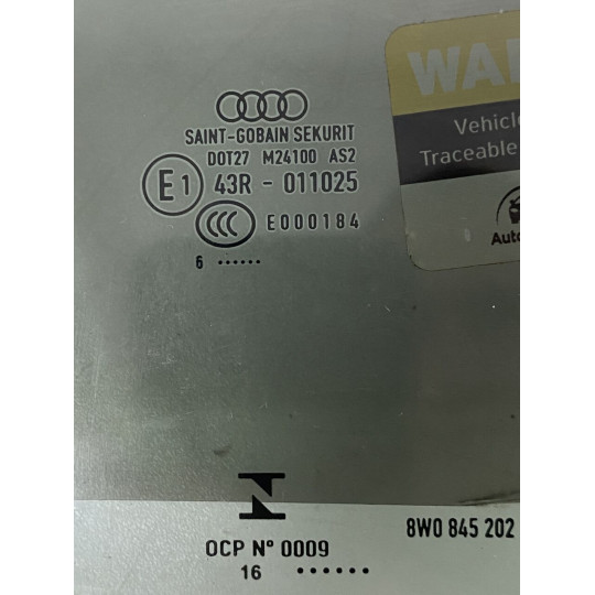 Стекло передней правой двери 16 год AUDI A4 8W0845202 2016-2022