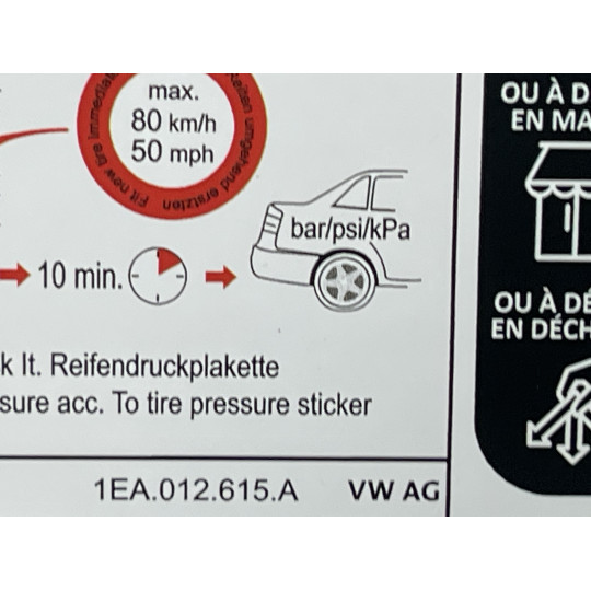 Герметик для шин с компрессором 1EA012615A Volkswagen ID.4 10A601703 2023